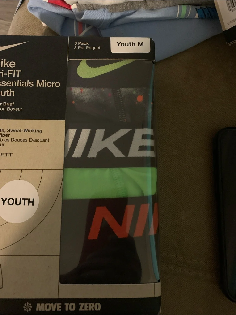 Nike Youth Boxer Brief 3-Pack - Black, Neon Green & Orange Accents